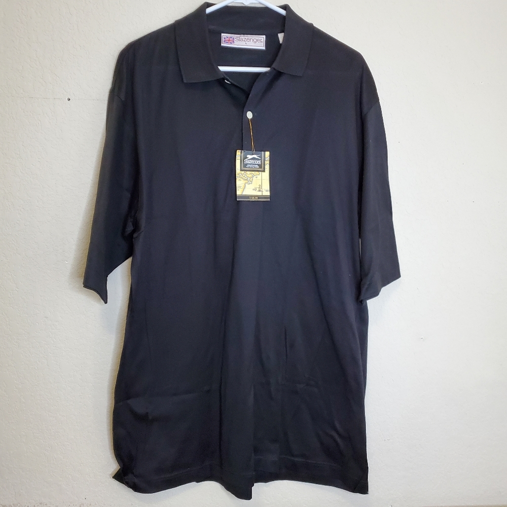 NWT large Slazenger black men's polo 100% cotton